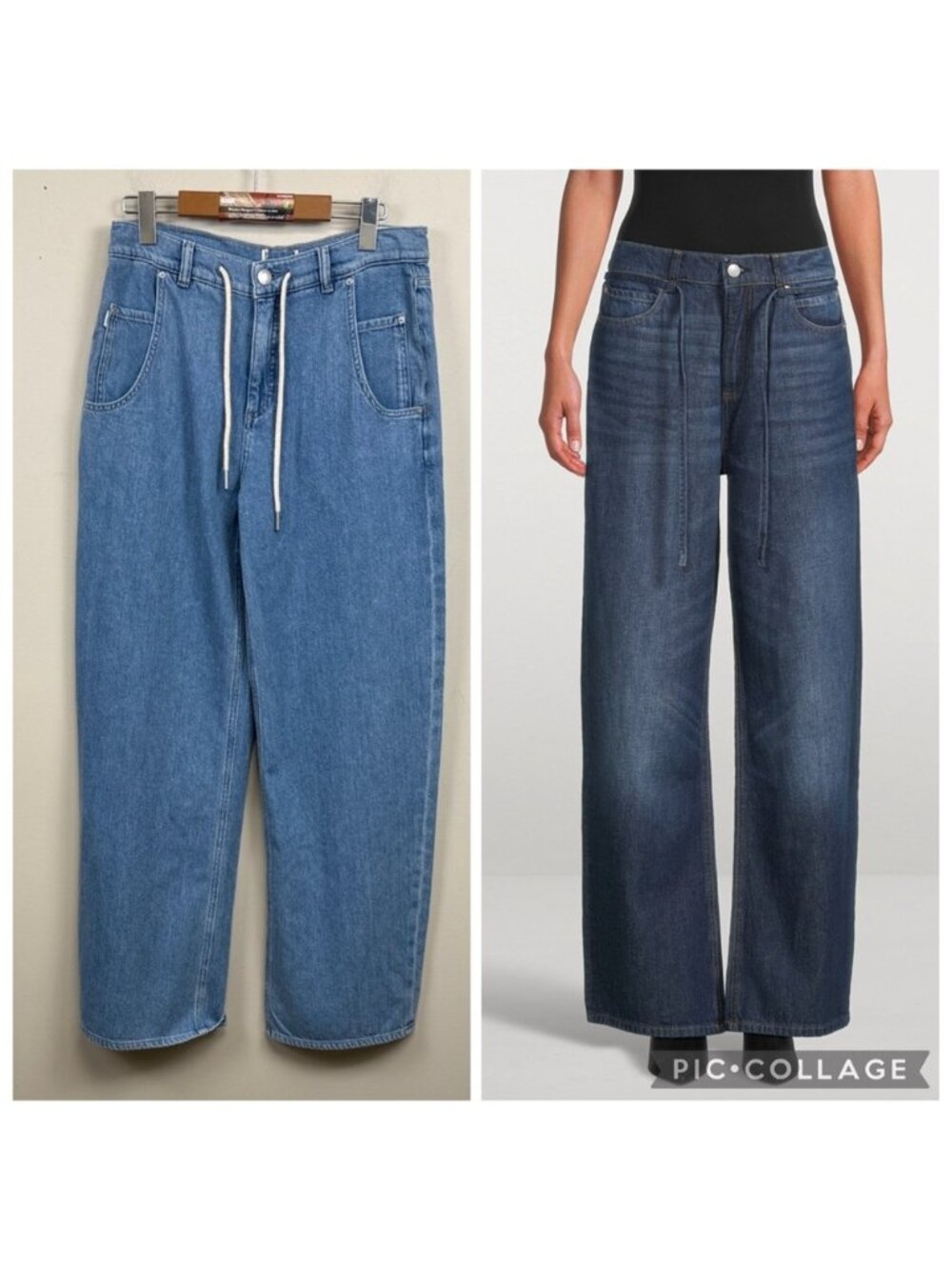 DL1961 Casie Blue loose wide leg Denim Pants 26 with drawstring